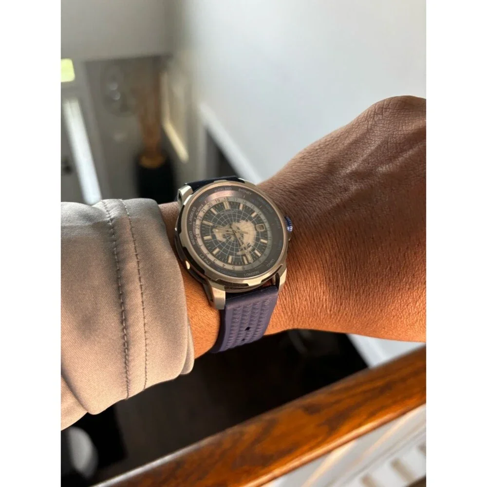 Eternal Earth GMT Blue Dial Men's World Time Watch with Blue Strap